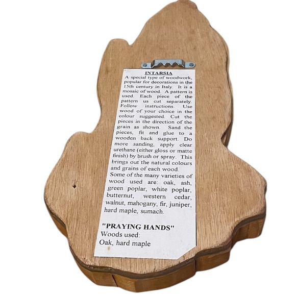 Intarsia Wall hanging Handcrafted Wood Scroll Saw Art Praying Hands, NEW - Picture 7 of 7
